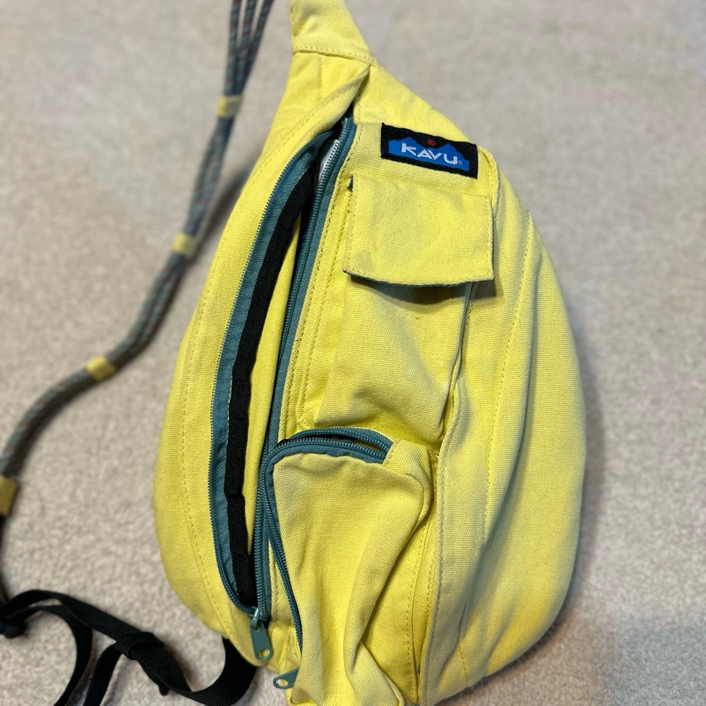 KAVU Mini Rope Bag Cotton Crossbody Sling Yellow
